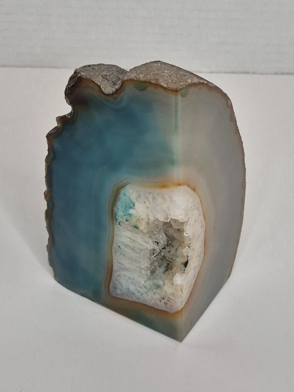 Geode Rock Crystal Bookend Vintage Heavy